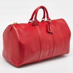 Pre Owned Louis Vuitton Red Epi Leather Keepall Bandouliere 50 Bag