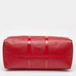 Pre Owned Louis Vuitton Red Epi Leather Keepall Bandouliere 50 Bag