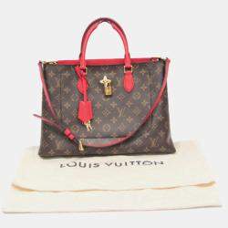 Louis Vuitton Brown/Red Monogram Canvas Flower Tote Bag