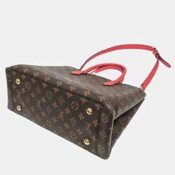 Louis Vuitton Brown/Red Monogram Canvas Flower Tote Bag