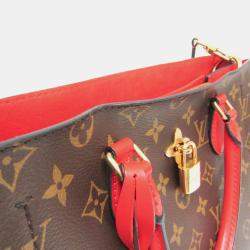 Louis Vuitton Brown/Red Monogram Canvas Flower Tote Bag