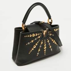 Louis Vuitton Black Leather Studded Sol Capucines PM Bag