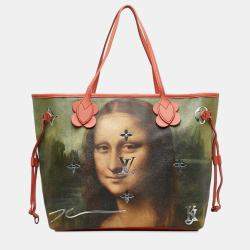 Pre Owned Louis Vuitton Pink Multicolor PVC Da Vinci Neverfull MM Tote Bag