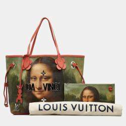 Pre Owned Louis Vuitton Pink Multicolor PVC Da Vinci Neverfull MM Tote Bag