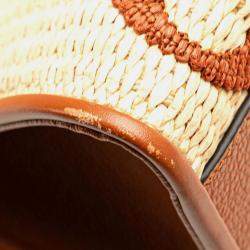 Louis Vuitton Brown/Beige Raffia Calfskin Monogram Giant Onthego GM Tote Bag 