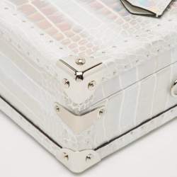 Louis Vuitton Silver Holographic Crocodile Petite Valise Bag