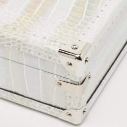 Louis Vuitton Silver Holographic Crocodile Petite Valise Bag