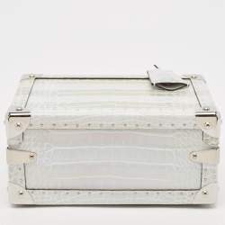 Louis Vuitton Silver Holographic Crocodile Petite Valise Bag