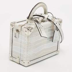Louis Vuitton Silver Holographic Crocodile Petite Valise Bag