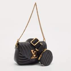 Pre Owned Louis Vuitton Black Quilted Leather New Wave Multi Pochette Bag