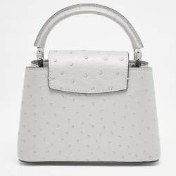 مملوكة مسبقًا Louis Vuitton Grey Ostrich Leather Capucines Mini Bag