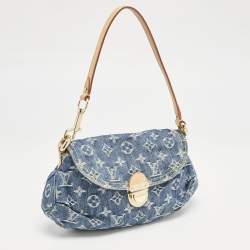 Pre Owned Louis Vuitton Blue Monogram Denim Mini Pleaty Bag