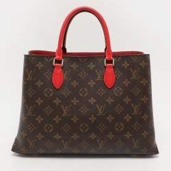 Pre Owned Louis Vuitton Red Monogram Canvas Flower Tote