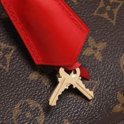 Pre Owned Louis Vuitton Red Monogram Canvas Flower Tote