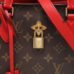 Pre Owned Louis Vuitton Red Monogram Canvas Flower Tote