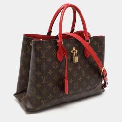 Pre Owned Louis Vuitton Red Monogram Canvas Flower Tote