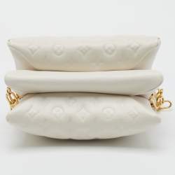 Louis Vuitton Cream Monogram Embossed Leather Coussin PM Bag