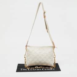Louis Vuitton Cream Monogram Embossed Leather Coussin PM Bag