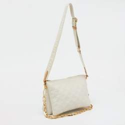 Louis Vuitton Cream Monogram Embossed Leather Coussin PM Bag