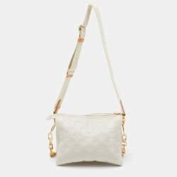 Louis Vuitton Cream Monogram Embossed Leather Coussin PM Bag