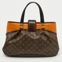 Louis Vuitton Ostrich, Snakeskin Trim and Monogram Canvas Waltz Oskar Bag