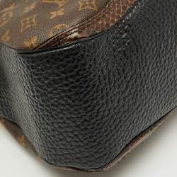 Louis Vuitton Ostrich, Snakeskin Trim and Monogram Canvas Waltz Oskar Bag