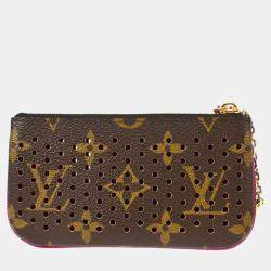 Louis Vuitton Brown/Pink Monogram Perforated Canvas Coin Purse Bag