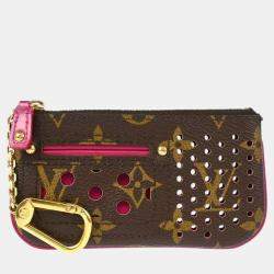 Louis Vuitton Brown/Pink Monogram Perforated Canvas Coin Purse Bag