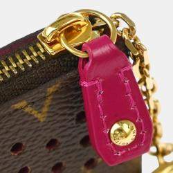 Louis Vuitton Brown/Pink Monogram Perforated Canvas Coin Purse Bag