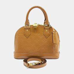 Pre Owned Louis Vuitton Beige Patent Leather Vernis Alma BB bag