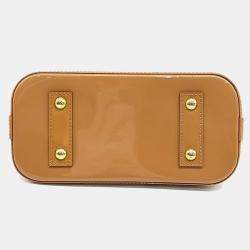 Pre Owned Louis Vuitton Beige Patent Leather Vernis Alma BB bag