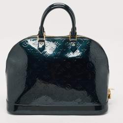 Pre Owned Louis Vuitton Blue Nuit Monogram Vernis Alma GM Bag