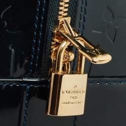 Pre Owned Louis Vuitton Blue Nuit Monogram Vernis Alma GM Bag