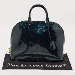 Pre Owned Louis Vuitton Blue Nuit Monogram Vernis Alma GM Bag