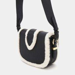 Louis Vuitton Noir Calf Leather Shearling Lv Pont Neuf Soft PM Shoulder Bag