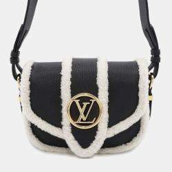 Louis Vuitton Noir Calf Leather Shearling Lv Pont Neuf Soft PM Shoulder Bag
