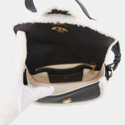 Louis Vuitton Noir Calf Leather Shearling Lv Pont Neuf Soft PM Shoulder Bag