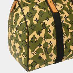 Pre Owned Louis Vuitton Green Monogram Camouflage Speedy 35 Handbag