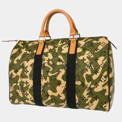Pre Owned Louis Vuitton Green Monogram Camouflage Speedy 35 Handbag
