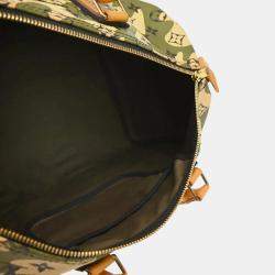 Pre Owned Louis Vuitton Green Monogram Camouflage Speedy 35 Handbag