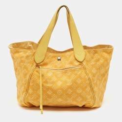 Pre Owned Louis Vuitton Yellow Canvas Cabas Ipanema GM Bag