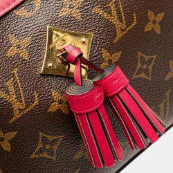 Pre Owned Louis Vuitton Brown Red Monogram Canvas Saintonge Shoulder Bag