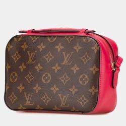 Pre Owned Louis Vuitton Brown Red Monogram Canvas Saintonge Shoulder Bag
