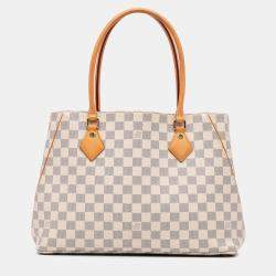 Louis Vuitton White Leather Damier Azur Calvi Tote Bag