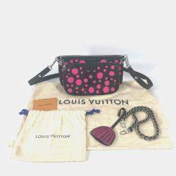 Pre Owned Louis Vuitton Black and Pink Monogram Empreinte Leather Yayoi Kusama Multi Pochette Accessoires Shoulder Bag