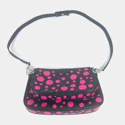Pre Owned Louis Vuitton Black and Pink Monogram Empreinte Leather Yayoi Kusama Multi Pochette Accessoires Shoulder Bag