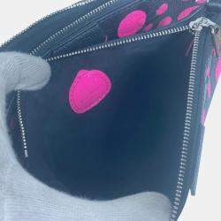 Pre Owned Louis Vuitton Black and Pink Monogram Empreinte Leather Yayoi Kusama Multi Pochette Accessoires Shoulder Bag