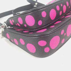 Pre Owned Louis Vuitton Black and Pink Monogram Empreinte Leather Yayoi Kusama Multi Pochette Accessoires Shoulder Bag