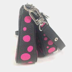Pre Owned Louis Vuitton Black and Pink Monogram Empreinte Leather Yayoi Kusama Multi Pochette Accessoires Shoulder Bag