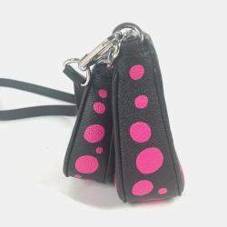 Pre Owned Louis Vuitton Black and Pink Monogram Empreinte Leather Yayoi Kusama Multi Pochette Accessoires Shoulder Bag
